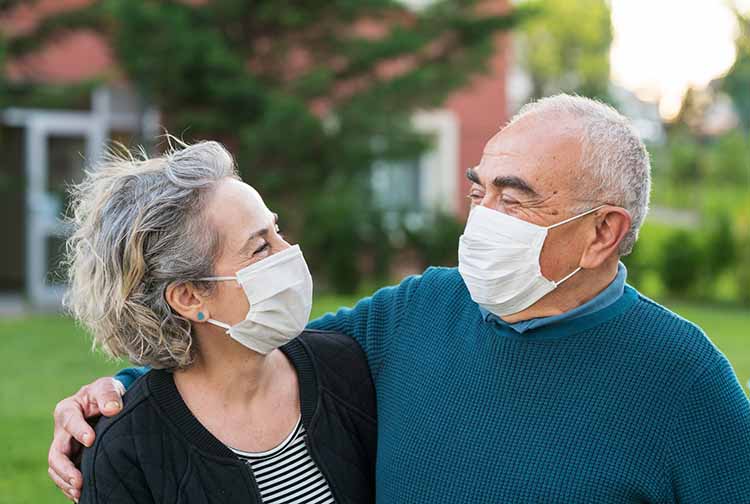 Older Adult Couple With Masks